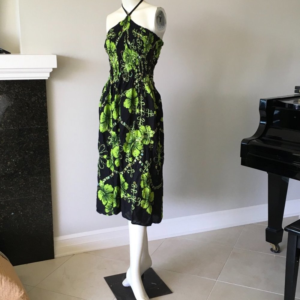 Green Hippie Summer Dress